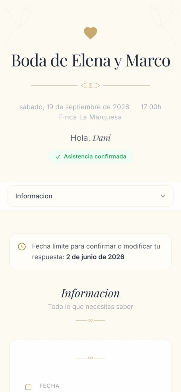 Vista de invitación para invitados